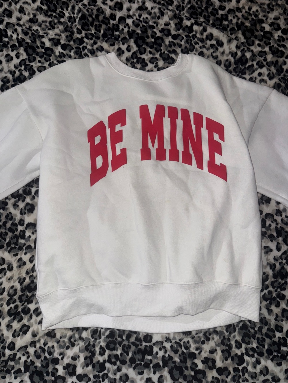 Lulu Mac White "Be Mine" Sweatshirt - Red Lettering